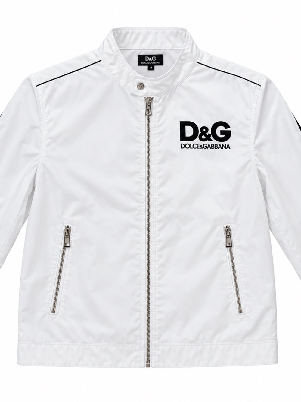 Dolce & Gabbana Men’s White Logo Zip Jacket